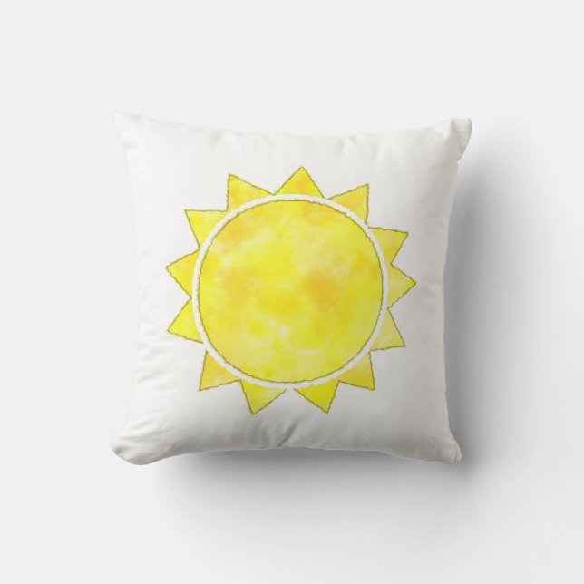 Yellow Sun Watercolor  Throw Pillow (Front)