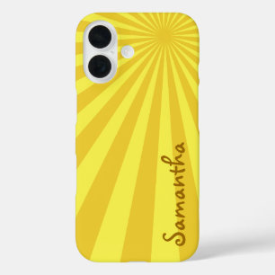 Yellow Sunburst "Add Your Name" iPhone 16 Case
