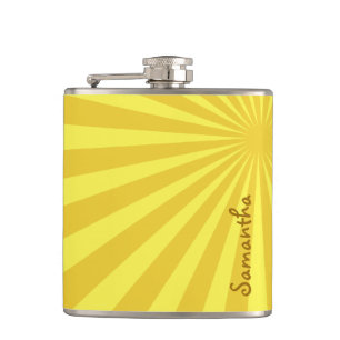Yellow Sunburst "Add Your Name" Flask