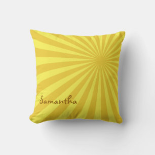 Yellow Sunburst "Add Your Name" Throw Pillow