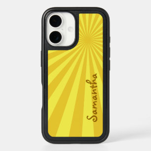 Yellow Sunburst Pattern with Your Name: Custom iPhone 16 Case