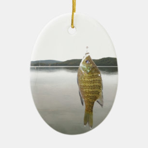 Yellow sunfish at Lake Arrowhead Ceramic Ornament