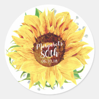 Yellow Sunflower 80th Birthday Envelope Seal