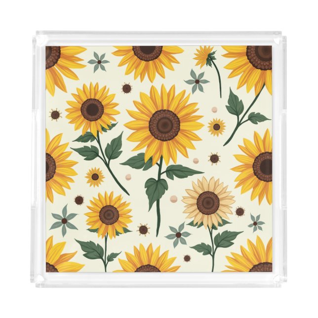 yellow sunflower acrylic tray (Front)