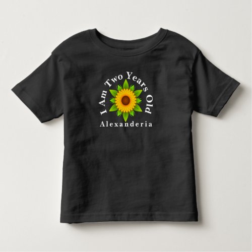Yellow sunflower add name I am 2 years old Toddler T_shirt