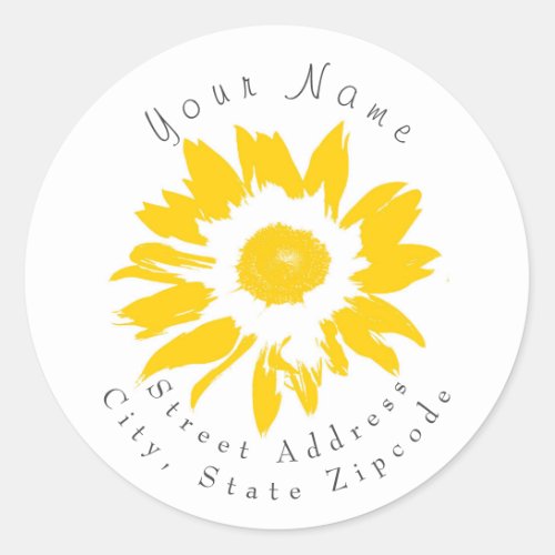 Yellow Sunflower Address Label