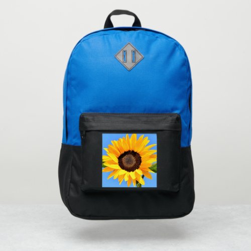 Yellow Sunflower Against Sun on Blue Sky Backpack
