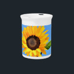 Yellow Sunflower Against Sun on Blue Sky - Summer  Beverage Pitcher<br><div class="desc">Yellow Sunflower Against Sun on Blue Sky - Summer Day - Photo Flower Nature - You can also personalize - Choose / Add Your Unique Photo - Image / Text - Name / Color / Font / Size / more - Make Your Special Gift - Resize and move or remove...</div>