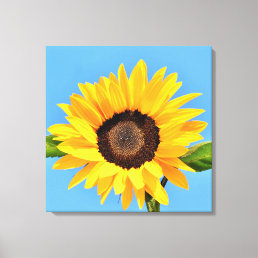 Yellow Sunflower Against Sun on Blue Sky - Summer  Canvas Print