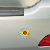 Yellow Sunflower Against Sun on Blue Sky - Summer  Car Magnet (In Situ)