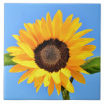 Yellow Sunflower Against Sun on Blue Sky - Summer  Ceramic Tile<br><div class="desc">Yellow Sunflower Against Sun on Blue Sky - Summer Day - Photo Flower Nature - You can also personalize - Choose / Add Your Unique Photo - Image / Text - Name / Color / Font / Size / more - Make Your Special Gift - Resize and move or remove...</div>