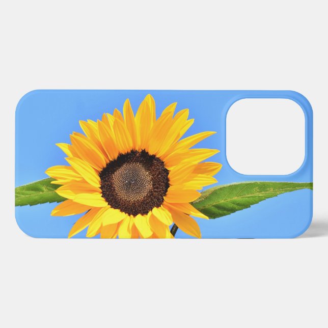 Yellow Sunflower Against Sun on Blue Sky - Summer  iPhone Case (Back Horizontal)