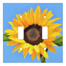 Yellow Sunflower Against Sun on Blue Sky - Summer  Light Switch Cover