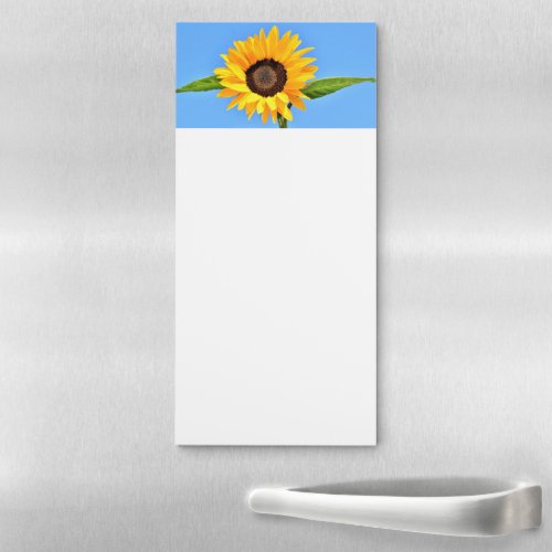 Yellow Sunflower Against Sun on Blue Sky _ Summer  Magnetic Notepad