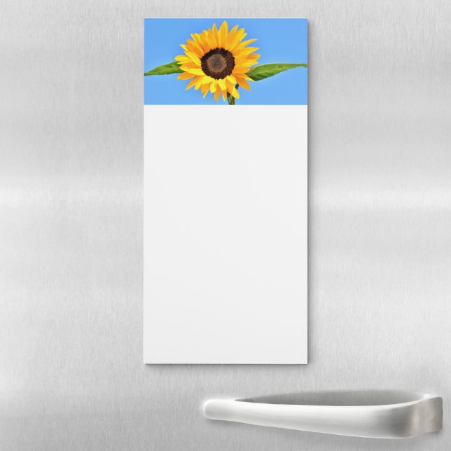 Yellow Sunflower Against Sun on Blue Sky - Summer  Magnetic Notepad (In Situ)