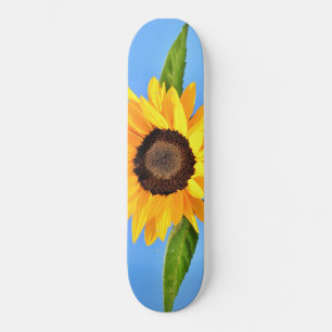 Yellow Sunflower Against Sun on Blue Sky - Summer  Skateboard