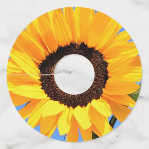 Yellow Sunflower Against Sun on Blue Sky _ Summer  Wine Glass Tag