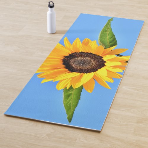 Yellow Sunflower Against Sun on Blue Sky _ Summer  Yoga Mat