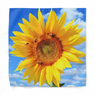 Yellow Sunflower and Bees Bandana