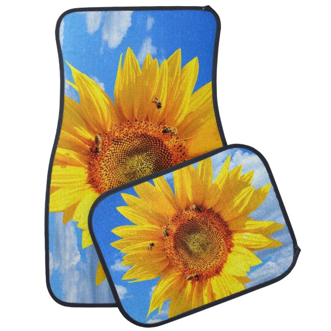 Yellow Sunflower and Bees Car Floor Mat (Set)