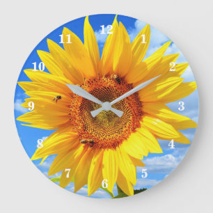 Yellow Sunflower and Bees Clock