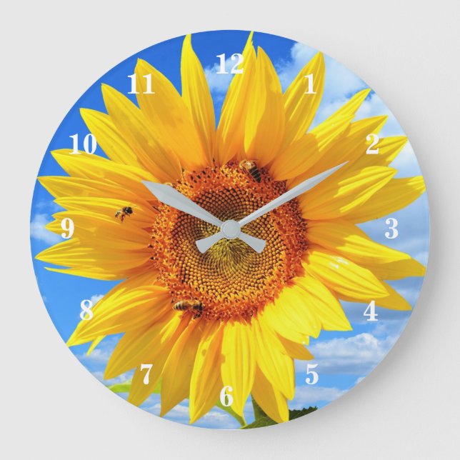 Yellow Sunflower and Bees Clock (Front)