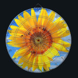 Yellow Sunflower and Bees Dart Board<br><div class="desc">Dart Boards with Yellow Sunflower and Bees on Blue Sky - Summer Day - Photo Flower Nature - You can also personalize - Choose / Add Your Unique Photo - Image / Text - Name / Color / Font / Size / more - Make Your Special Dartboard Gift - Resize...</div>