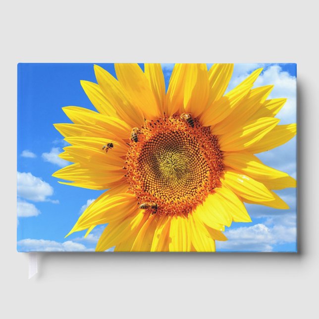 Yellow Sunflower and Bees Guest Book (Front)