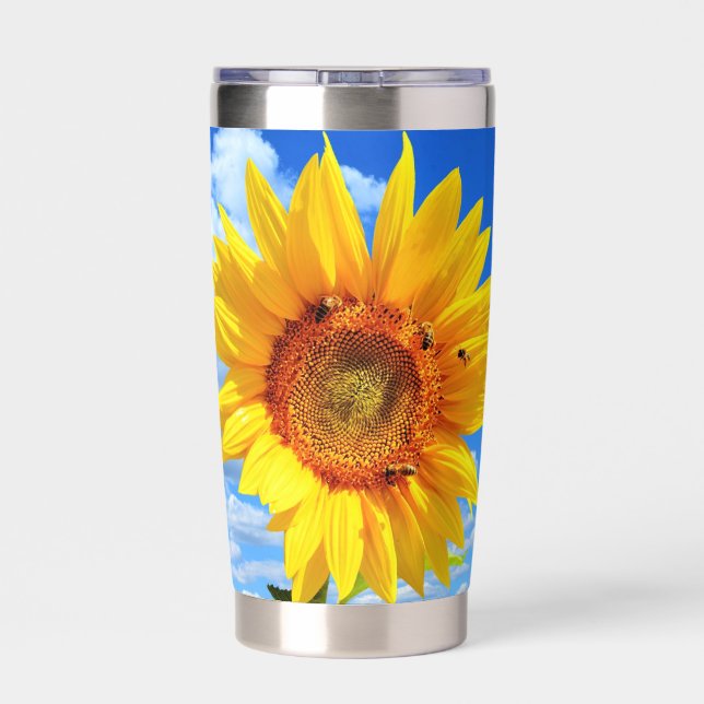 Yellow Sunflower and Bees Insulated Tumbler (Back)