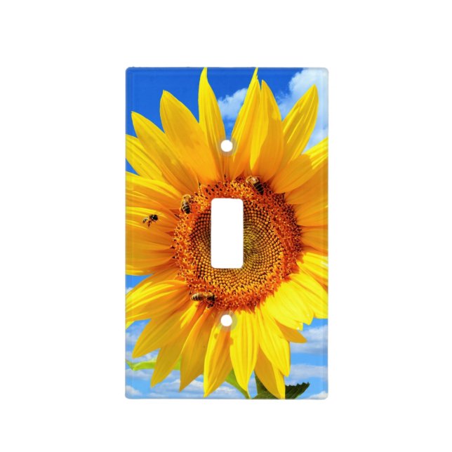 Yellow Sunflower and Bees Light Switch Cover (Front)