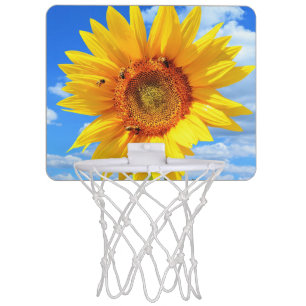Yellow Sunflower and Bees Mini Basketball Hoop