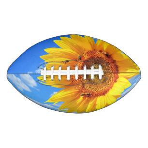 Yellow Sunflower and Bees on Blue Sky Football