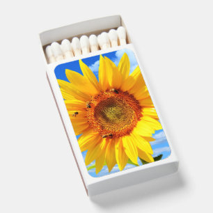 Yellow Sunflower and Bees on Blue Sky Matchboxes