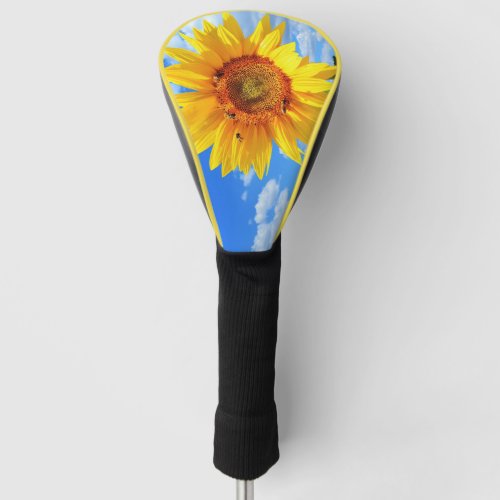 Yellow Sunflower and Bees on Blue Sky _ Summer Day Golf Head Cover
