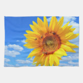 Autumn Sunflower and Bumble Bee Kitchen Towel