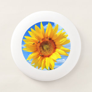 Yellow Sunflower and Bees on Blue Sky - Summer Day Wham-O Frisbee