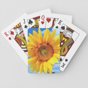 Yellow Sunflower and Bees Playing Cards
