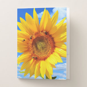 Yellow Sunflower and Bees Pocket Folder