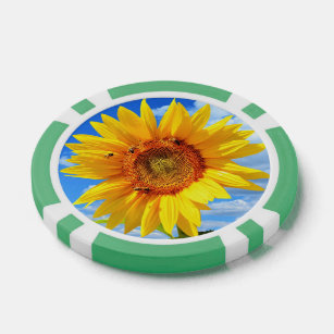 Yellow Sunflower and Bees Poker Chips