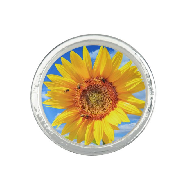 Yellow Sunflower and Bees Rings (Front)