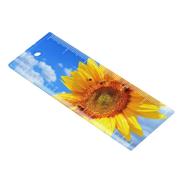 Yellow Sunflower and Bees Ruler (Angled)