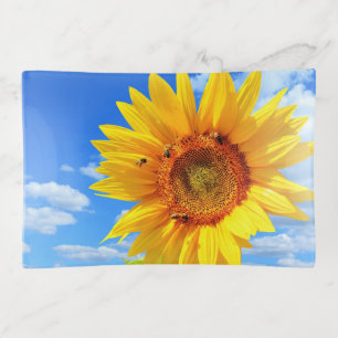 Yellow Sunflower and Bees Trinket Tray