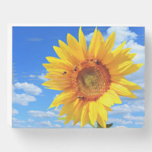 Yellow Sunflower and Bees Wooden Box