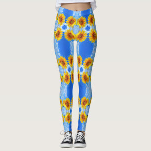 Yellow Sunflower and BeesLeggings Leggings