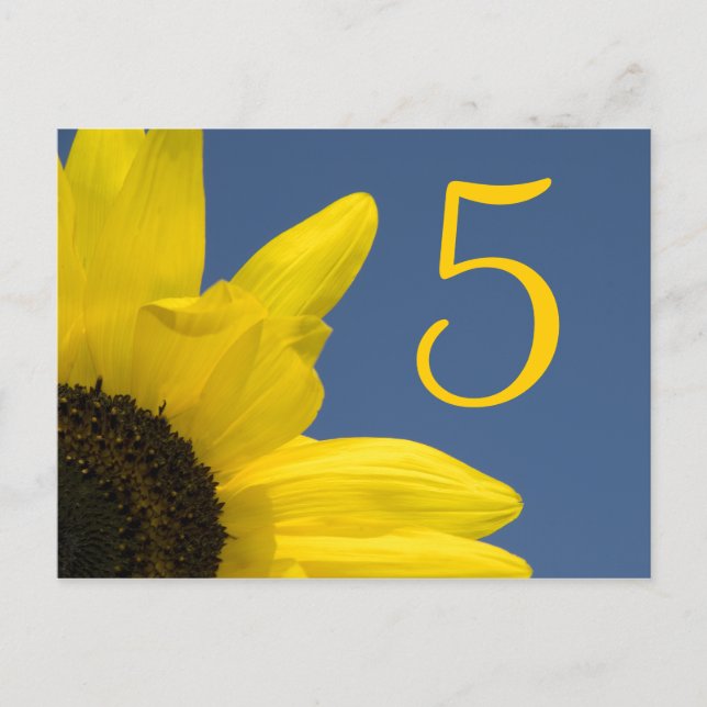 Yellow Sunflower and Blue Sky Table Number (Front)