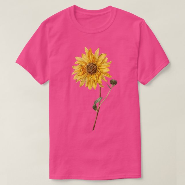 Yellow Sunflower and Bud  T-Shirt (Design Front)