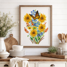 Yellow Sunflower and Butterfly Bouquet