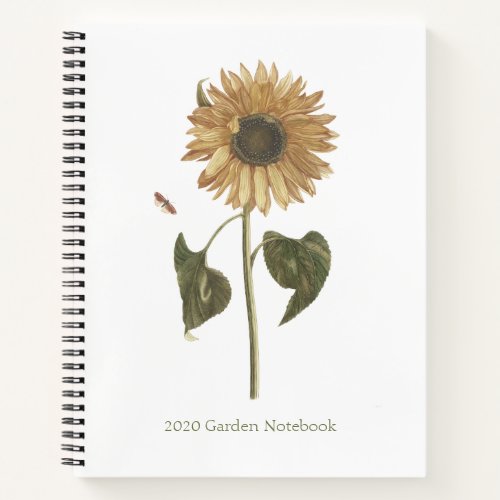 Yellow Sunflower and Butterfly Engraving Notebook