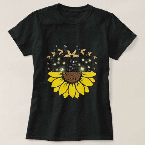 Yellow Sunflower and Butterfly T_Shirt