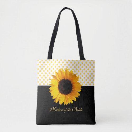 Yellow Sunflower and Dots Tote Bag